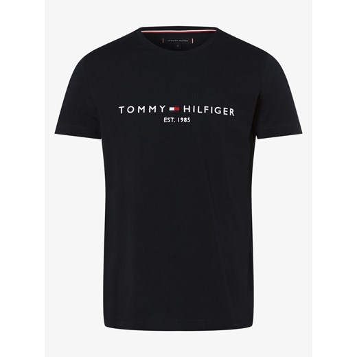 Tommy Hilfiger T-shirt męski Mężczyźni Bawełna granatowy jednolity ze sklepu vangraaf w kategorii T-shirty męskie - zdjęcie 134378292