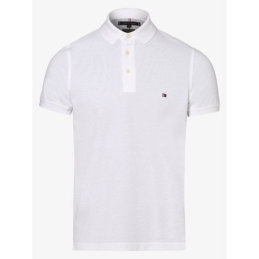 Tommy Hilfiger Męska koszulka polo Mężczyźni Bawełna biały jednolity ze sklepu vangraaf w kategorii T-shirty męskie - zdjęcie 134379150