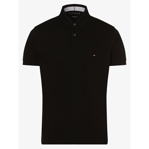 Tommy Hilfiger Męska koszulka polo Mężczyźni Bawełna czarny jednolity ze sklepu vangraaf w kategorii T-shirty męskie - zdjęcie 134379152
