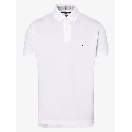 Tommy Hilfiger Męska koszulka polo Mężczyźni Bawełna biały jednolity ze sklepu vangraaf w kategorii T-shirty męskie - zdjęcie 134379154