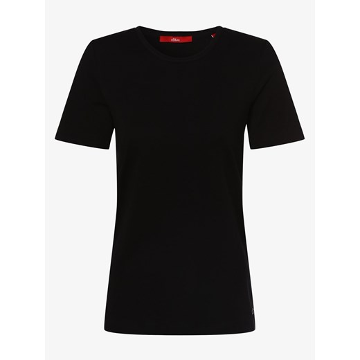 s.Oliver T-shirt damski Kobiety Bawełna czarny jednolity ze sklepu vangraaf w kategorii Bluzki damskie - zdjęcie 134379383
