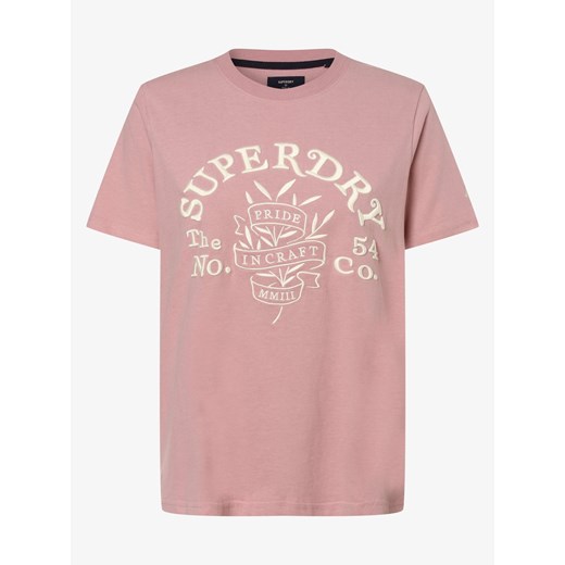 Superdry T-shirt damski Kobiety Bawełna brudny róż jednolity ze sklepu vangraaf w kategorii Bluzki damskie - zdjęcie 134381610