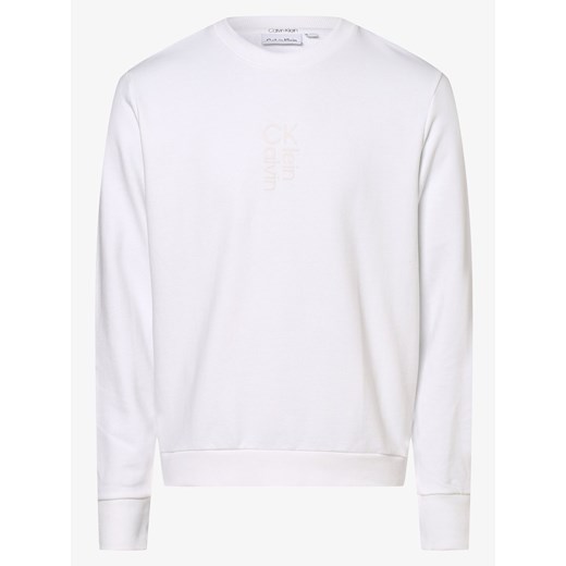 Calvin Klein Męska bluza nierozpinana Mężczyźni Bawełna biały jednolity ze sklepu vangraaf w kategorii Bluzy męskie - zdjęcie 134382661