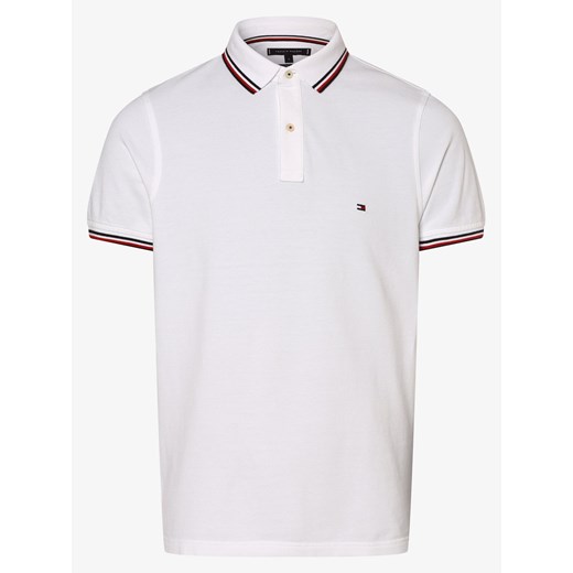 Tommy Hilfiger Męska koszulka polo Mężczyźni Bawełna biały jednolity ze sklepu vangraaf w kategorii T-shirty męskie - zdjęcie 134384301