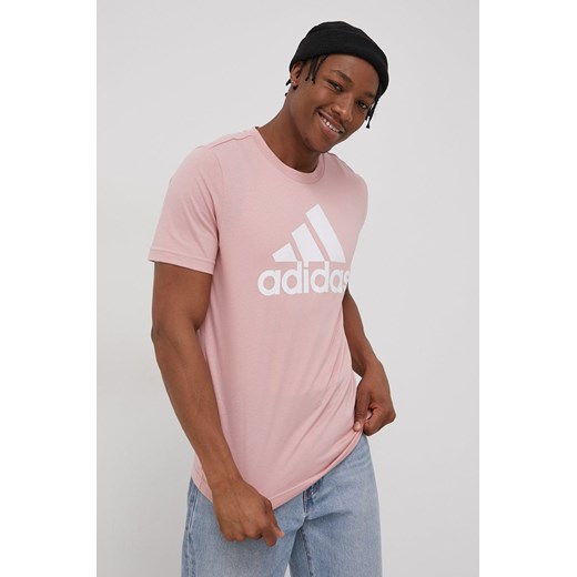 adidas T-shirt bawełniany kolor różowy z nadrukiem L ANSWEAR.com