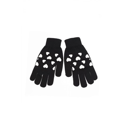 Gloves with hearts terranova czarny 
