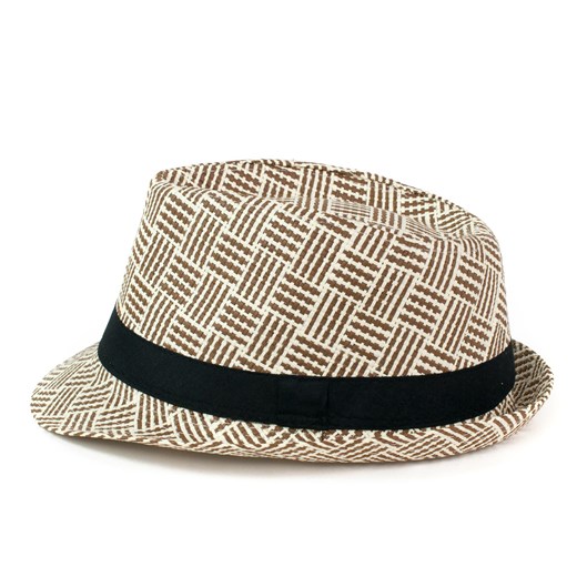 Letni kapelusz trilby - prążki szaleo brazowy kapelusz