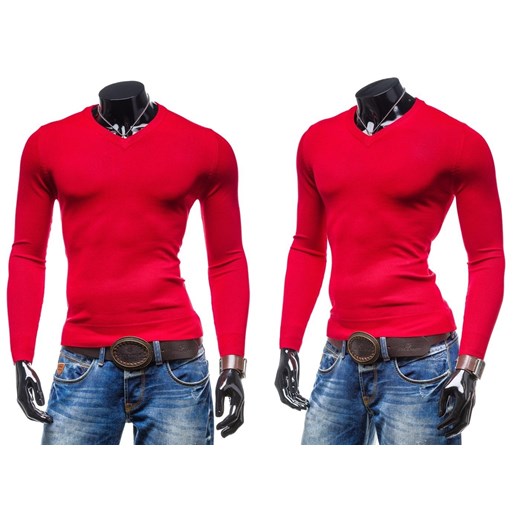 Sweter męski S-WEST 886 czerwony - CZERWONY denley-pl czerwony jesień