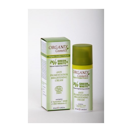 Organix Cosmetix Krem rozjaśniający przebarwienia skórne zmniejszający produkcję melaniny kosmetyki-maya zielony acid