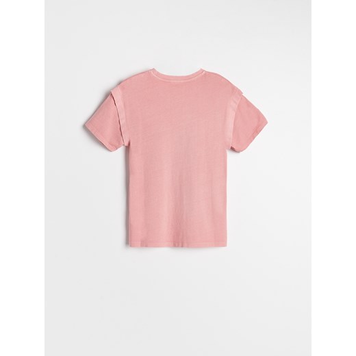 Reserved - T-shirt z ozdobnymi rękawami - Różowy Reserved 146 Reserved