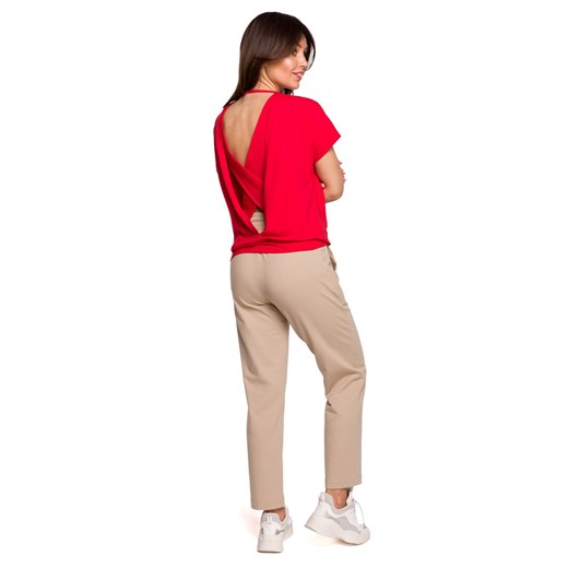 B224 Bluzka z wycięciami na plecach - czerwona Be S (36) Świat Bielizny