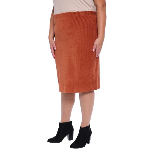 Elastyczna ruda spódnica z imitacji sztruksu 50 promocyjna cena Modne Duże Rozmiary