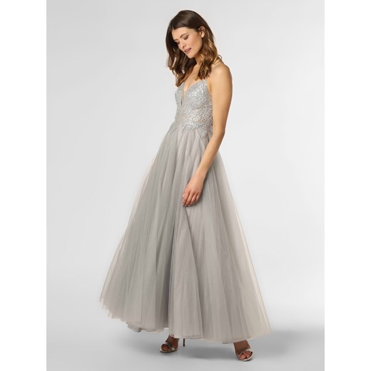 Luxuar Fashion Damska sukienka wieczorowa z etolą Kobiety Sztuczne włókno jasny szary jednolity ze sklepu vangraaf w kategorii Sukienki - zdjęcie 134655364