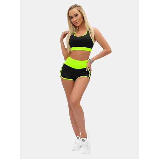 KOMPLET SPORTOWY DWUCZĘŚCIOWY DAMSKI CZARNO-ŻÓŁTO-NEONOWY OZONEE O/XL011/26Z Ozonee S okazja ozonee.pl