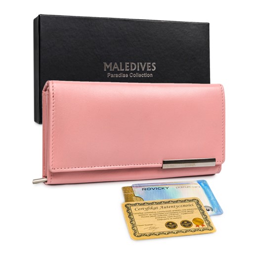 Zjawiskowy, duży, skórzany portfel damski z ochroną RFID — Maledives Maledives NoSize torebki-skorzane.pl
