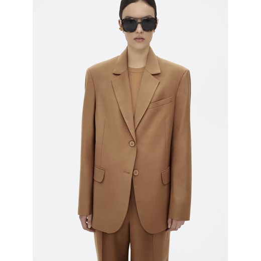 Żakiet SI22-MKD002 Brązowy Regular Fit Simple 38 MODIVO