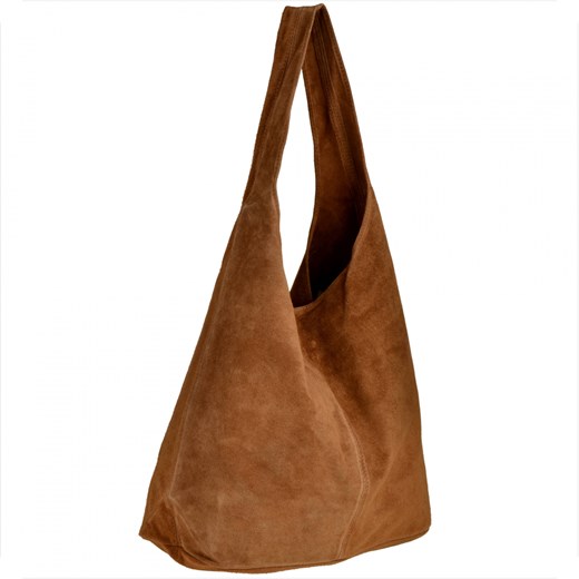 Torebka skórzana shopper bag worek camel brąz ze sklepu melon.pl w kategorii Torebki worki - zdjęcie 134752740