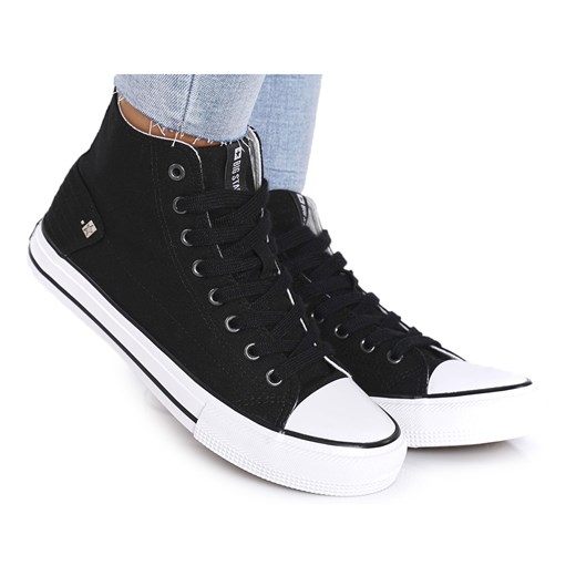 Damskie Wysokie Trampki Big Star DD274330 Czarne ze sklepu ButyModne.pl w kategorii Trampki damskie - zdjęcie 134759421