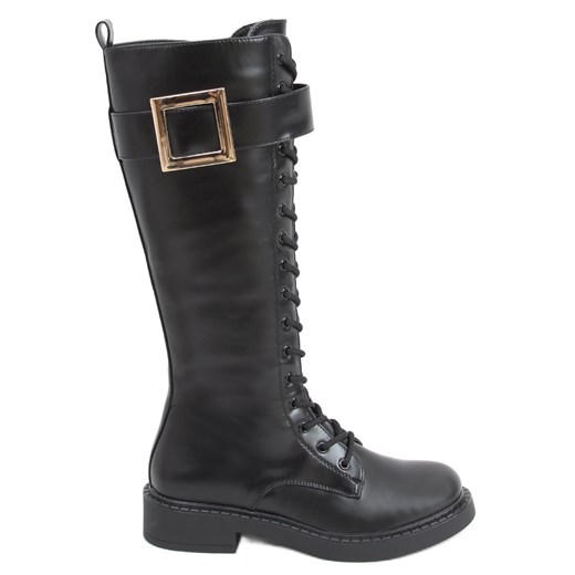 Kozaki oficerki sznurowane Naomi Black czarne 37 ButyModne.pl