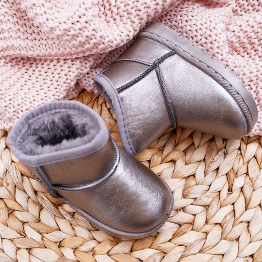 FRROCK Ocieplane Dziecięce Botki Śniegowce Pewter Scooby szare Frrock 29 ButyModne.pl