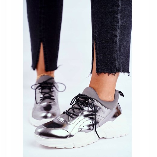 Damskie Sneakersy Goe Skórzane Pewter GG2N3040 czarne Goe 36 ButyModne.pl