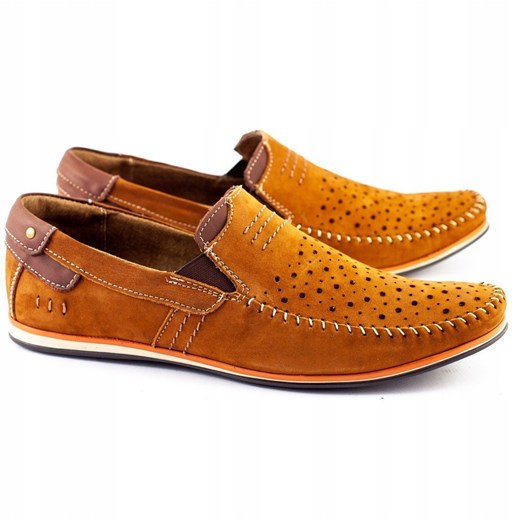 KOMODO Buty męskie mokasyny 876 lato camel wielokolorowe Komodo 45 ButyModne.pl