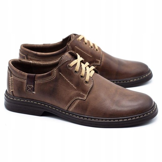 Joker Buty męskie skórzane 415 brązowe Joker 48 ButyModne.pl