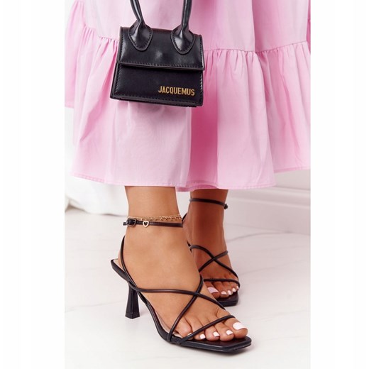 Sandały Na Szpilce Z Kwadratowym Noskiem S.Barski C420-11 Czarne 40 ButyModne.pl