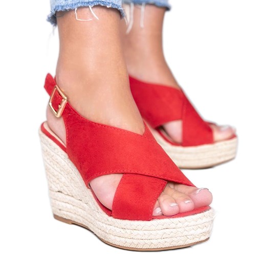 Czerwone espadryle na koturnie Summer Dream 39 ButyModne.pl