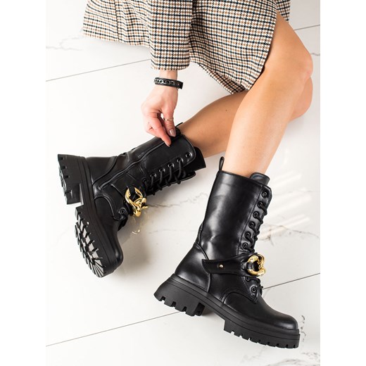 Seastar Wysokie Botki Trapery Fashion czarne Seastar 37 ButyModne.pl