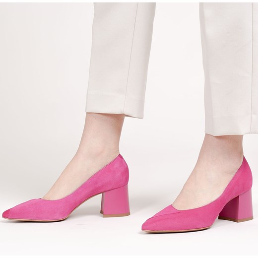 Marco Shoes Eleganckie różowe czółenka 1434P damskie z zamszu Marco Shoes 39 ButyModne.pl