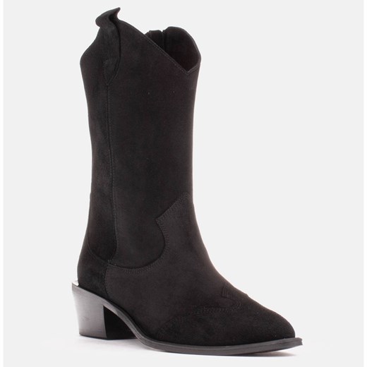 Marco Shoes Czarne kowbojki z naturalnego zamszu Marco Shoes 37 ButyModne.pl