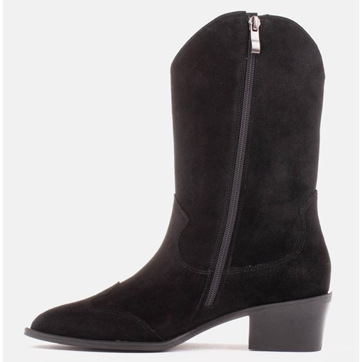 Marco Shoes Czarne kowbojki z naturalnego zamszu Marco Shoes 41 ButyModne.pl