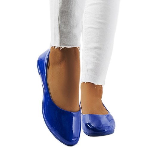 Niebieskie baleriny lakierowane Odense 39 ButyModne.pl okazja