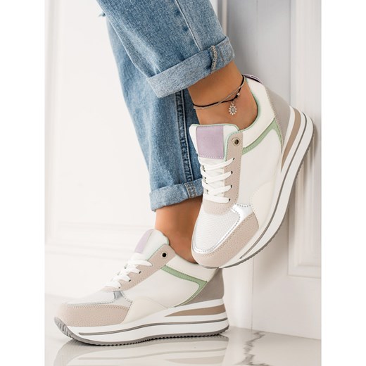 TRENDI Stylowe Sneakersy Na Platformie białe wielokolorowe Trendi 40 ButyModne.pl
