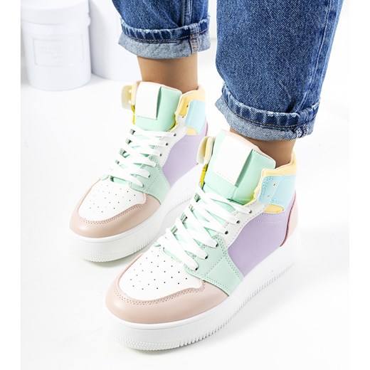 Fioletowe sneakersy za kostkę Dellucci różowe żółte 41 wyprzedaż ButyModne.pl