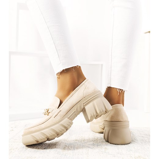 Beżowe półbuty na grubej podeszwie Jeri 41 gemre