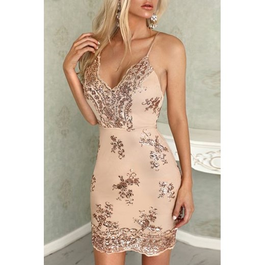 Sukienka BEROLDA BEIGE M wyprzedaż Ivet Shop