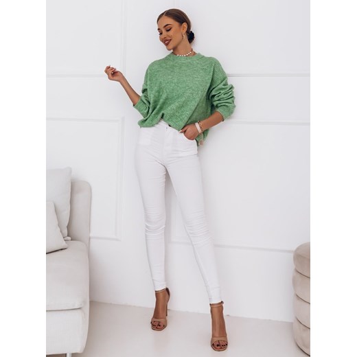 Białe dopasowane spodnie Leondraa - biały Pakuten XL wyprzedaż pakuten.pl