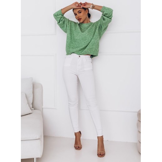 Białe dopasowane spodnie Leondraa - biały Pakuten S okazja pakuten.pl