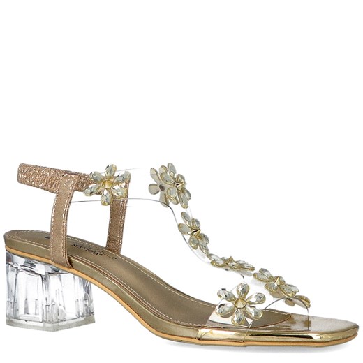 Sca'Viola sandały damskie złote na obcasie eleganckie 