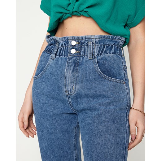 Niebieskie damskie spodnie mom jeans - Odzież Royalfashion.pl M - 38 royalfashion.pl