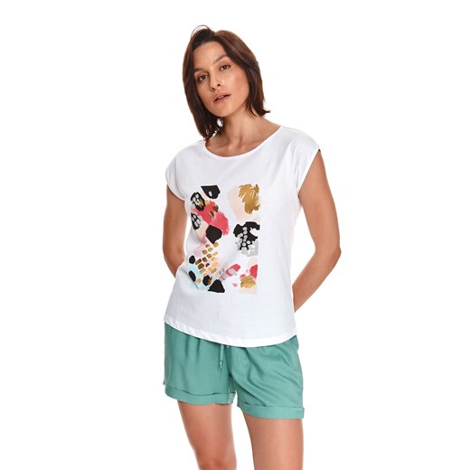 T-shirt damski z krótkim rękawkiem i kolorowym nadrukiem Drywash 44 okazyjna cena Top Secret
