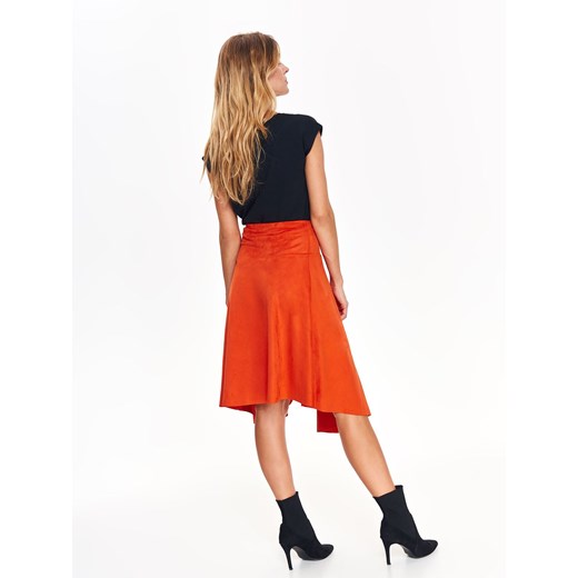 Pomarańczowa spódnica z imitacji zamszu w modnym fasonie Top Secret 42 okazyjna cena Top Secret