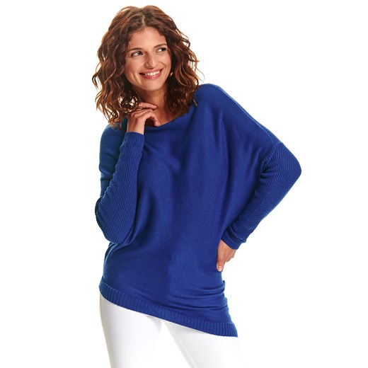 Niebieski sweter damski z asymetrycznym dołem Top Secret 40 wyprzedaż Top Secret