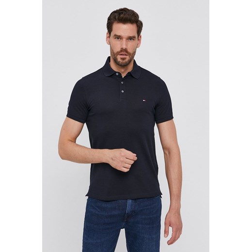 Tommy Hilfiger polo męski kolor granatowy gładki MW0MW17771 ze sklepu ANSWEAR.com w kategorii T-shirty męskie - zdjęcie 134992843