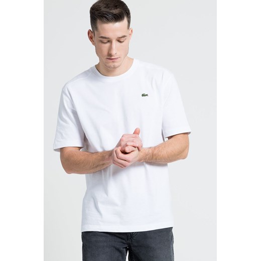 Lacoste t-shirt męski kolor biały gładki ze sklepu ANSWEAR.com w kategorii T-shirty męskie - zdjęcie 134996073