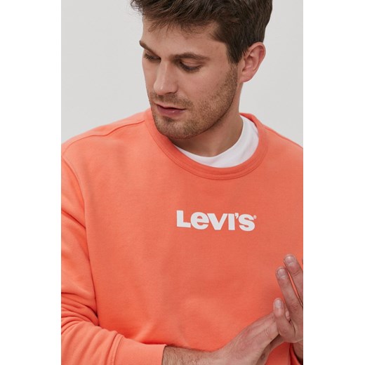 Levi&apos;s Bluza bawełniana męska kolor pomarańczowy z nadrukiem XS wyprzedaż ANSWEAR.com