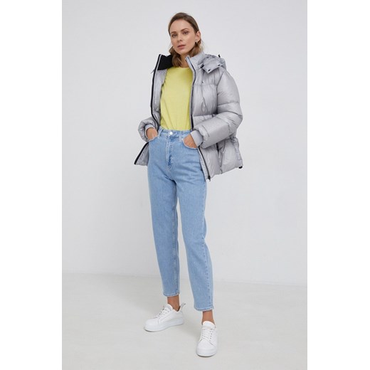 Calvin Klein Jeans Kurtka puchowa damska kolor szary zimowa oversize S promocyjna cena ANSWEAR.com