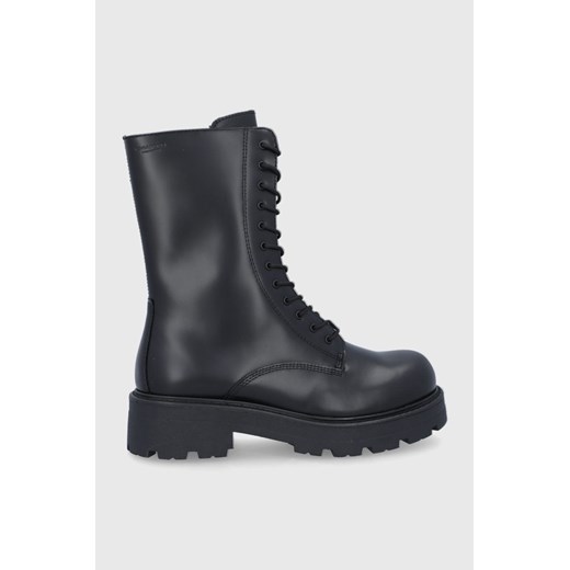 Vagabond Workery skórzane damskie kolor czarny na płaskim obcasie Vagabond 39 okazja ANSWEAR.com